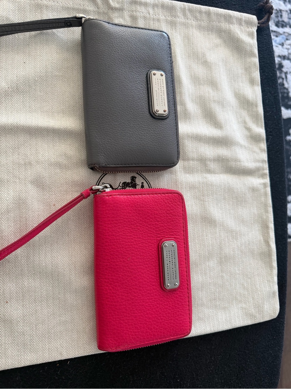 Marc Jacobs Pink and Gray Leather Zip Wristlet Wallets